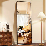 59-inch Full-Length Rounded Corner Mirror with Black Aluminum Frame