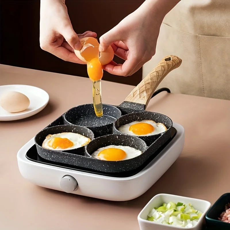 4-Hole Nonstick Maifan Stone Omelette Pan for Quick Family Breakfasts