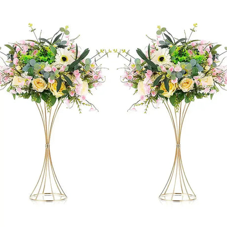 Gold Iron Flower Vases Wedding Centerpiece Stand Set