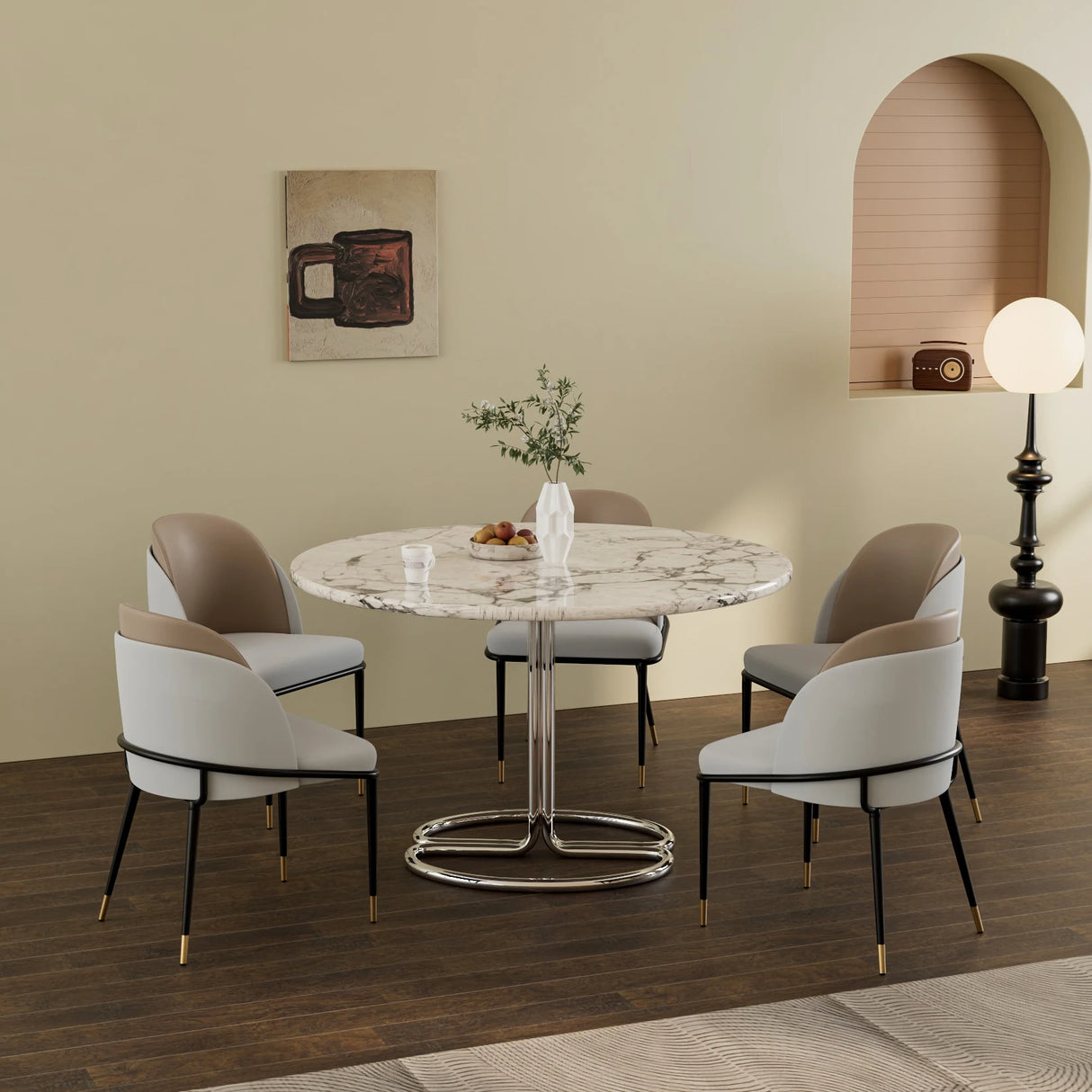 LUVODI Two-Tone Microfiber Leather Dining Chairs with Gold Legs