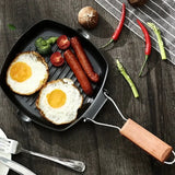 Foldable Portable Carbon Steel Frying Pan with Wooden Handle