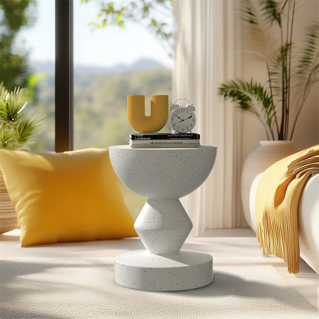 Lightweight Concrete Oval Side Table Stool Modern Minimalist Accent