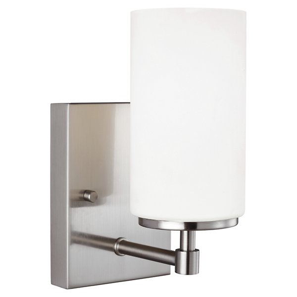 Alturas One-Light Wall/Bath Sconce Satin Etched Glass Brushed Nickel