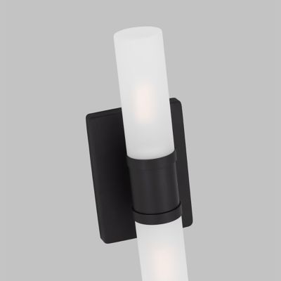 Keaton Wall Sconce Steel Backplate Satin Etched Opal Glass