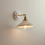 Traditional Vintage Round Wall Sconce Lamp Ceramic Brass 1-Light