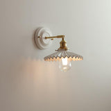 Traditional Vintage Round Wall Sconce Lamp Ceramic Brass 1-Light