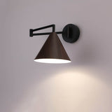 Contemporary Nordic Cone Swing Arm Wall Sconce Lamp Iron 1-Light