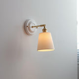 Traditional Vintage Round Wall Sconce Lamp Ceramic Brass 1-Light