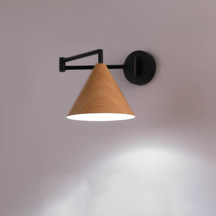 Contemporary Nordic Cone Swing Arm Wall Sconce Lamp Iron 1-Light