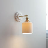 Traditional Vintage Round Wall Sconce Lamp Ceramic Brass 1-Light