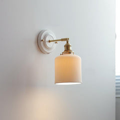 Traditional Vintage Round Wall Sconce Lamp Ceramic Brass 1-Light