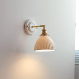 Traditional Vintage Round Wall Sconce Lamp Ceramic Brass 1-Light