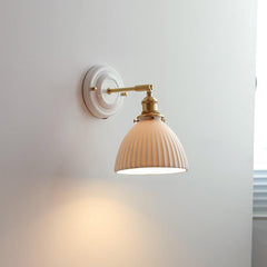 Traditional Vintage Round Wall Sconce Lamp Ceramic Brass 1-Light