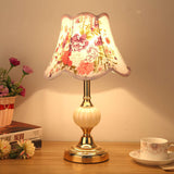 Nordic Vintage Floral Glass Fabric Table Lamp 1-Light
