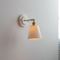Traditional Vintage Round Wall Sconce Lamp Ceramic Brass 1-Light