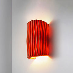 Contemporary Nordic Striped Half Cylinder Wall Sconce Lamp Resin 2-Light