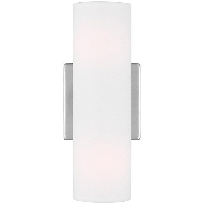 Capalino Double Wall Sconce Brushed Steel Linen Shade LED