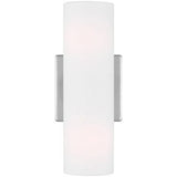 Capalino Double Wall Sconce Brushed Steel Linen Shade LED