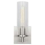 Sarita Ribbed Glass Bath Sconce with Square Backplate, Wall Light