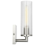 Sarita Ribbed Glass Bath Sconce with Square Backplate, Wall Light