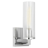 Sarita Ribbed Glass Bath Sconce with Square Backplate, Wall Light