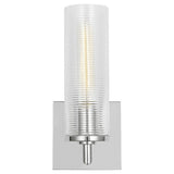Sarita Ribbed Glass Bath Sconce with Square Backplate, Wall Light