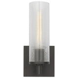 Sarita Ribbed Glass Bath Sconce with Square Backplate, Wall Light