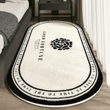 VIKAMA Cashmere Imitation Non-Slip Washable Oval Bedroom Living Rug