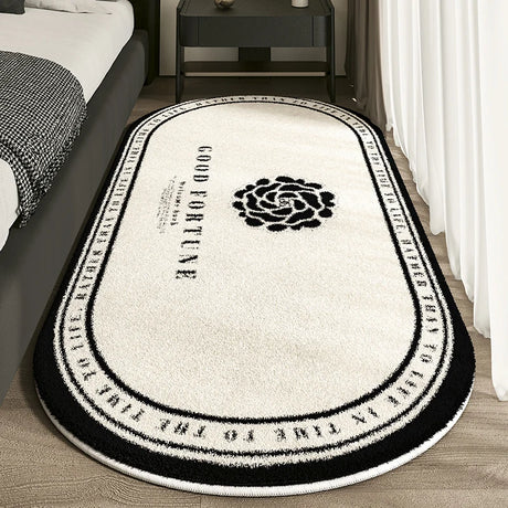 VIKAMA Cashmere Imitation Non-Slip Washable Oval Bedroom Living Rug