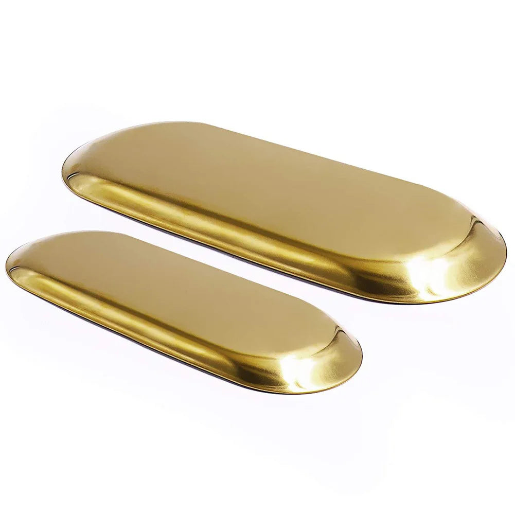 Gold Stainless Steel Round Tray for Cosmetics Jewelry Perfume