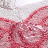 Plush Pink Bow Bath Rug Absorbent Tufted Non-Slip Soft Mat