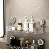 Luxury Suction Cup Bathroom Shelf No-Drill Glacier Pattern Organizer
