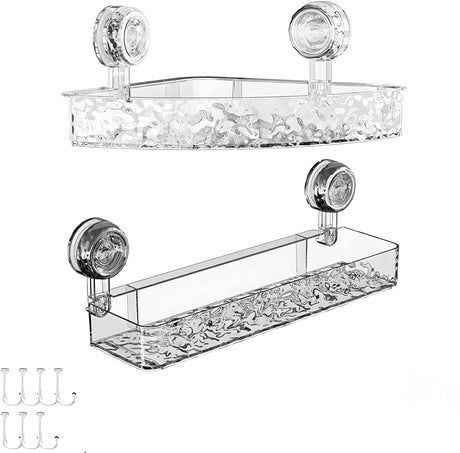 Luxury Suction Cup Bathroom Shelf No-Drill Glacier Pattern Organizer