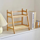 Bamboo 2‑Layer Countertop Organizer with Coffee Cup Holder