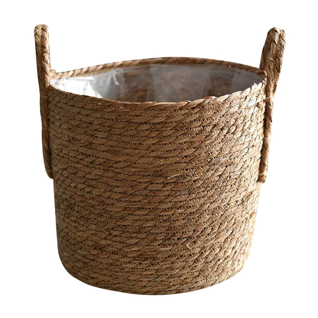 Handwoven Cattail Planter Basket Waterproof Indoor Storage Boho Large