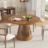 47" Round Farmhouse Dining Table for Four, Engineered Wood Top