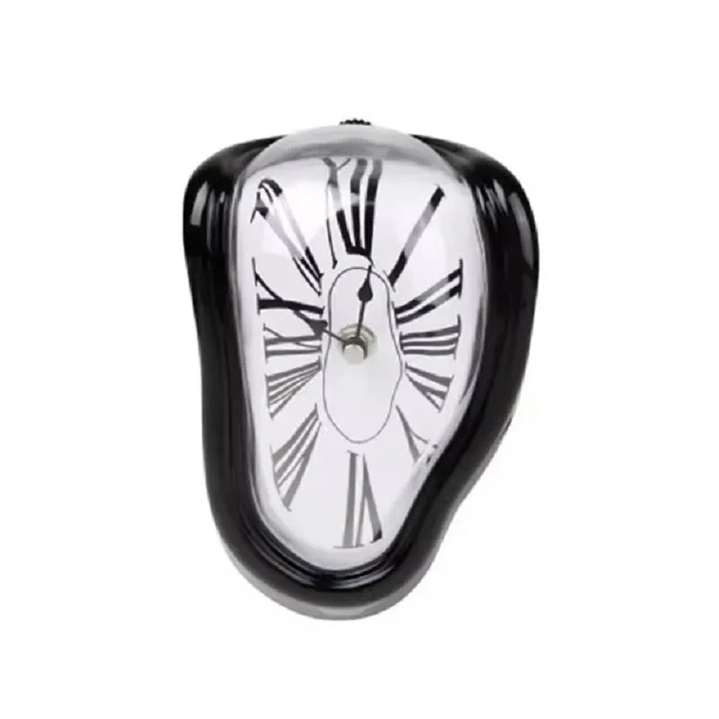 Surreal Melting Wall Clock – Silver Dali‑Inspired Shelf Décor
