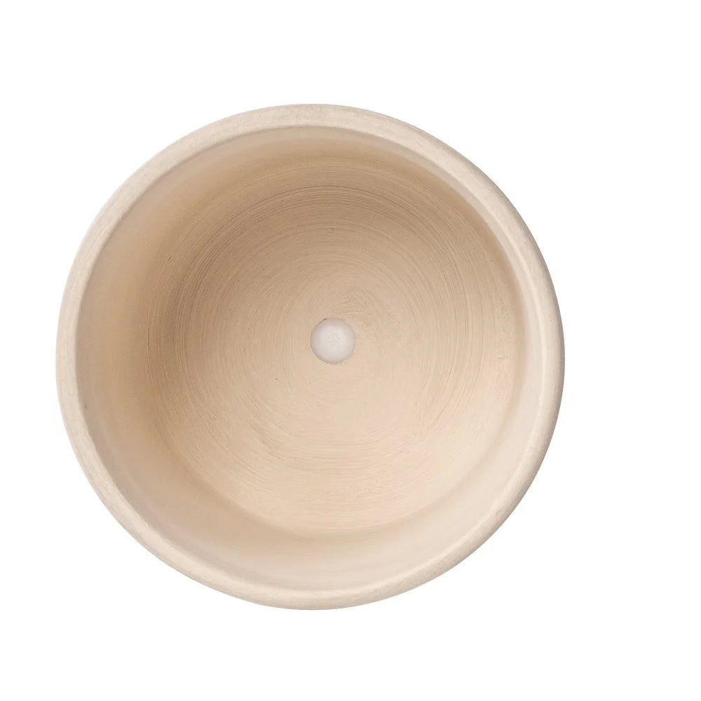 White Grooved Ceramic Planter Pot with Drainage Plug for Succulents