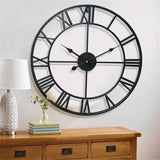 Large 40cm Metal Roman Numeral Silent Wall Clock Rustic