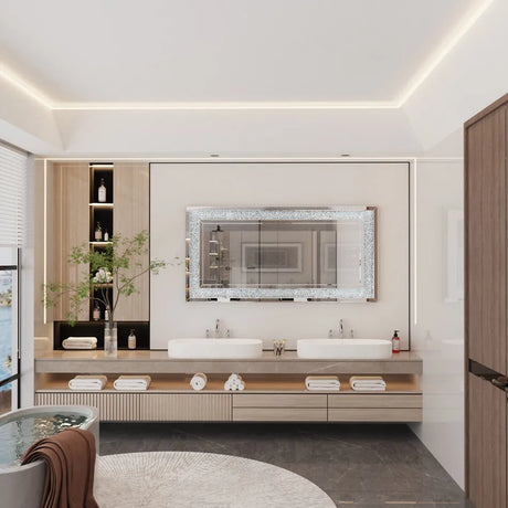 rectangle frameless vanity mirror