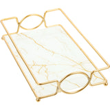 Glass Vanity Tray with Iron Frame Countertop Makeup Organizer