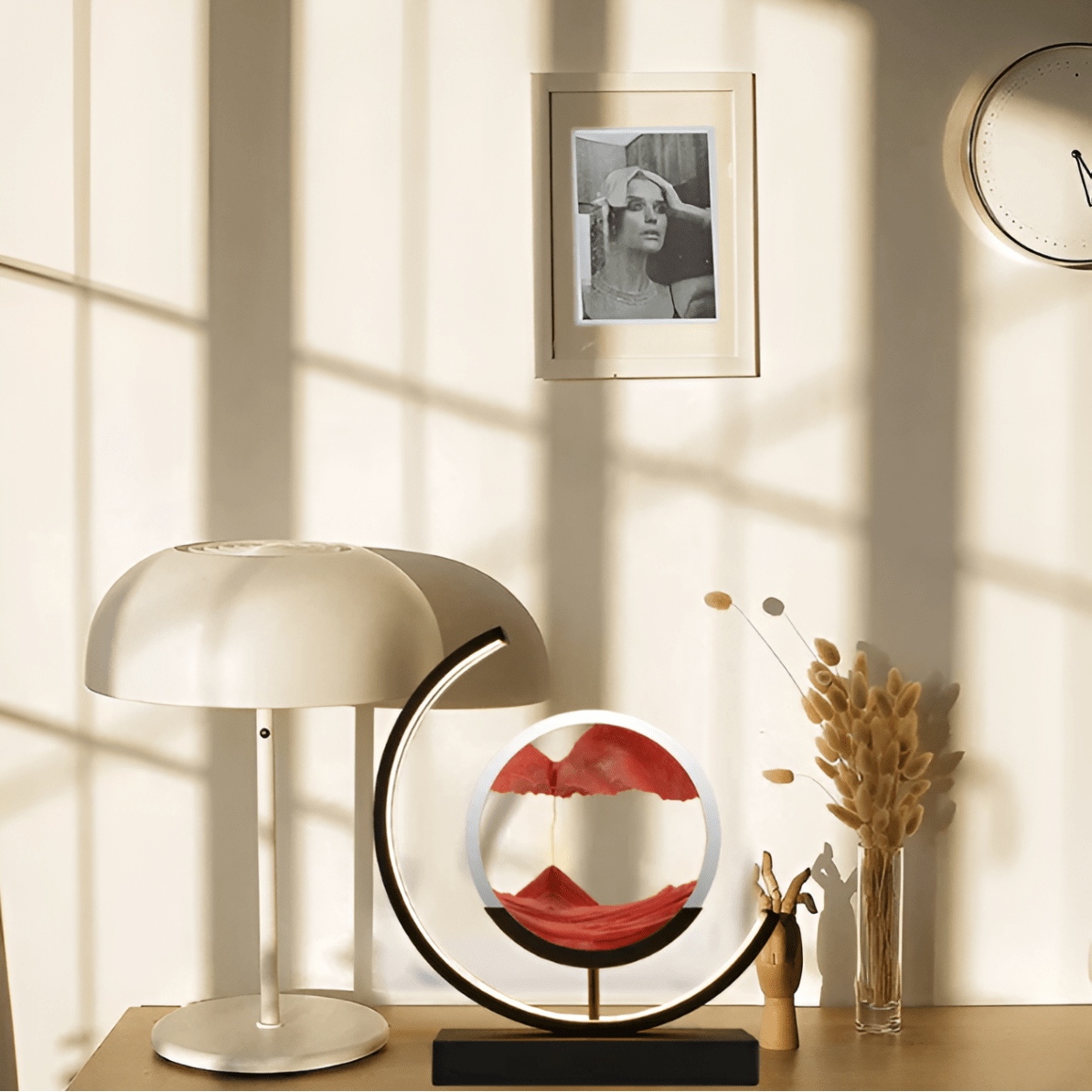 Modern Minimalist Rotatable Dimmable LED Sand Table Lamp Metal Glass