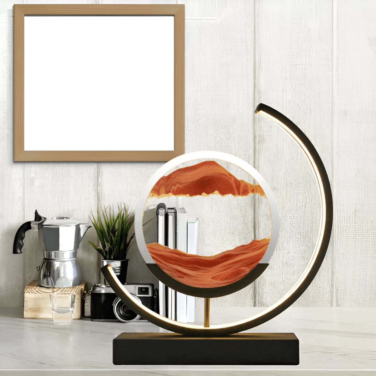 Modern Minimalist Rotatable Dimmable LED Sand Table Lamp Metal Glass