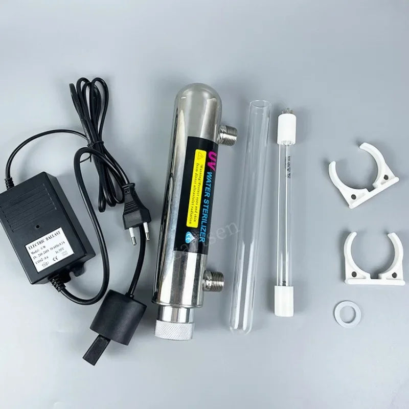 12W Stainless Steel UV Water Sterilizer Faucet-Mounted Disinfection Lamp