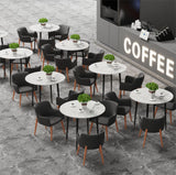 Modern Round Marble Top Dining Table for 4 with Metal Legs