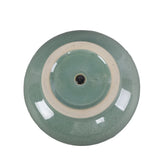 Green Reactive Glaze Ceramic Planter with Drainage for Tabletops