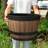 Large Retro Whiskey Barrel Planter Resin Pot with Drainage