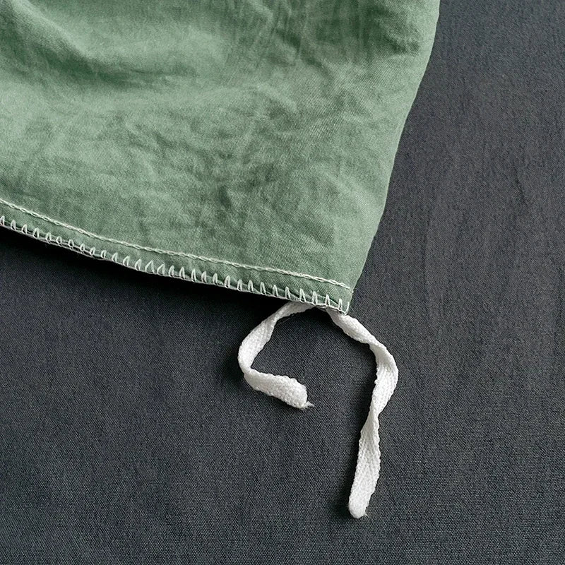 Washed Cotton Duvet Cover Set with Flat Sheet Pillowcases