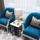 Sintered Stone Marble Top Modern Square Metal Frame End Table