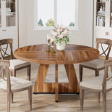 Tribesigns 47in Round Farmhouse Dining Table for 4 People